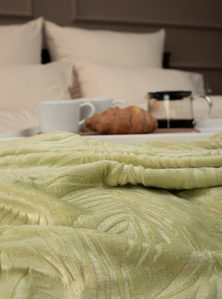 Изображение товара Плед TexRepublic Elite Листья Фланель 1.5 / 93369 (зеленый)