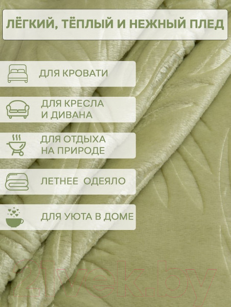 Изображение товара Плед TexRepublic Elite Листья Фланель 1.5 / 93369 (зеленый)