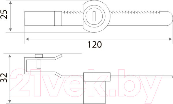 Изображение товара Замок мебельный Trodos Реечный для стекла (хром)