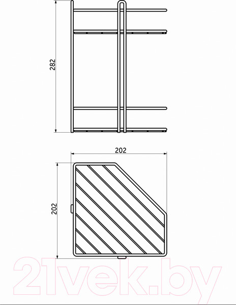Изображение товара Полка для ванной AKS Classic угловая 2-ярусная (серебристый)