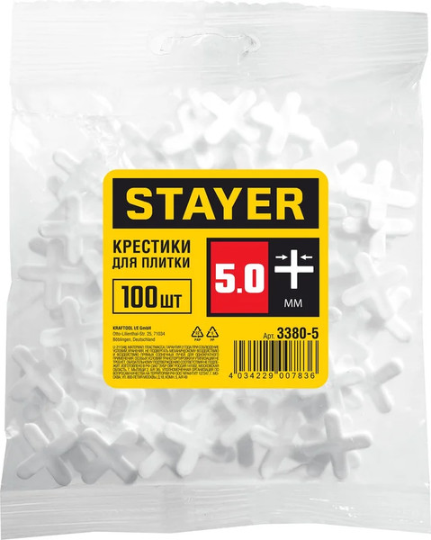 Изображение товара Крестики для укладки плитки Stayer 5мм / 3380-5 (100шт)