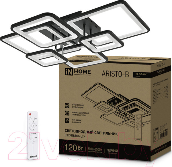 Изображение товара Потолочный светильник INhome Elegant Aristo-B / 4690612047324 (черный, с пультом ДУ)