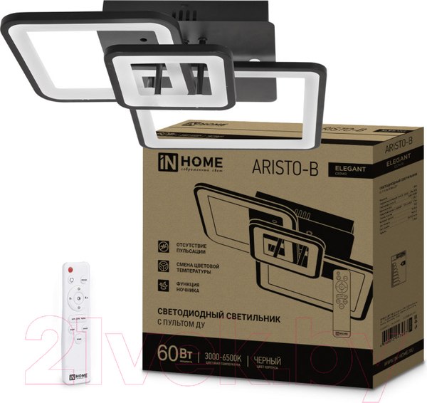Изображение товара Потолочный светильник INhome Elegant Aristo-B / 4690612047287 (черный, с пультом ДУ)