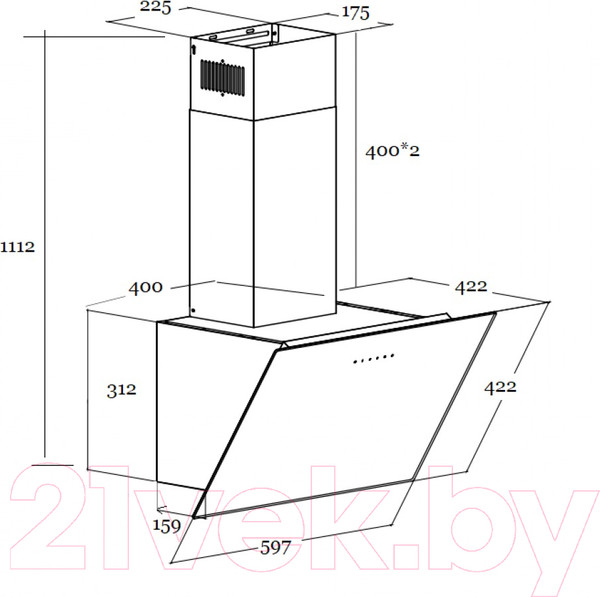 Изображение товара Вытяжка наклонная Schtoff Uno 60 (черный)