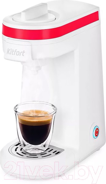 Изображение товара Кофеварка эспрессо Kitfort KT-7122-1 (белый/малиновый)
