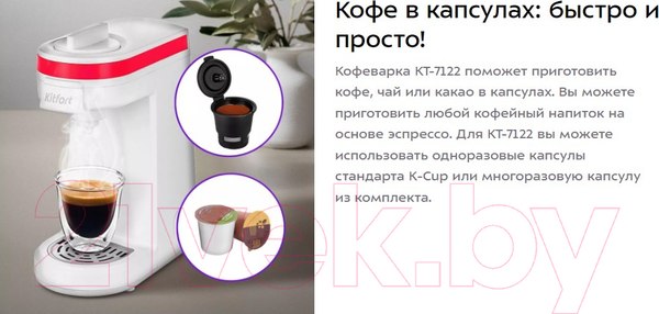Изображение товара Кофеварка эспрессо Kitfort KT-7122-1 (белый/малиновый)