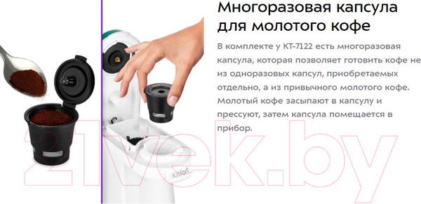 Изображение товара Кофеварка эспрессо Kitfort KT-7122-2 (белый/зеленый)