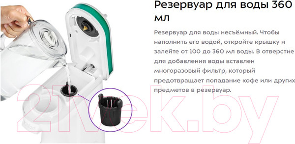 Изображение товара Кофеварка эспрессо Kitfort KT-7122-2 (белый/зеленый)
