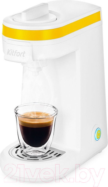 Изображение товара Кофеварка эспрессо Kitfort KT-7122-3 (белый/желтый)