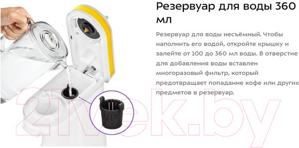 Изображение товара Кофеварка эспрессо Kitfort KT-7122-3 (белый/желтый)