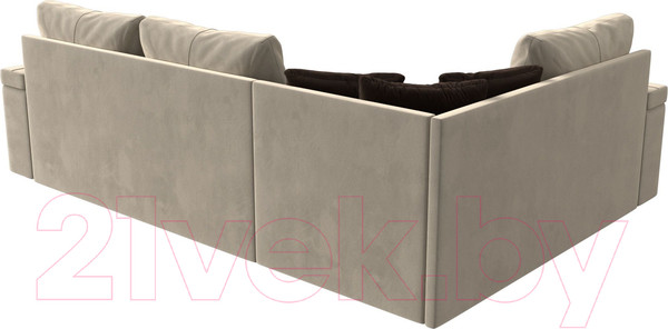 Изображение товара Диван угловой Лига Диванов Николь левый / 29377L (микровельвет бежевый/экокожа коричневый)