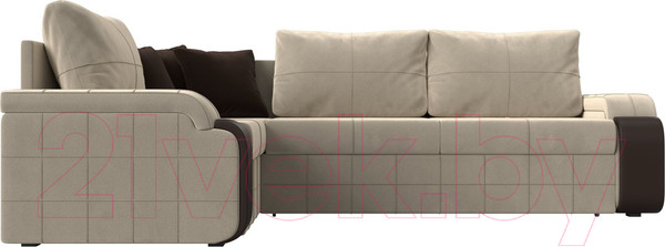 Изображение товара Диван угловой Лига Диванов Николь левый / 29377L (микровельвет бежевый/экокожа коричневый)