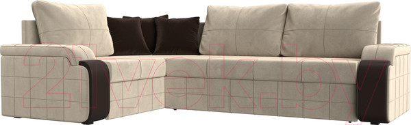 Изображение товара Диван угловой Лига Диванов Николь левый / 29377L (микровельвет бежевый/экокожа коричневый)