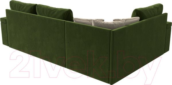 Изображение товара Диван угловой Лига Диванов Николь левый / 29378L (микровельвет зеленый/экокожа бежевый)