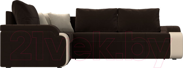 Изображение товара Диван угловой Лига Диванов Николь левый / 29379L (микровельвет коричневый/экокожа бежевый)