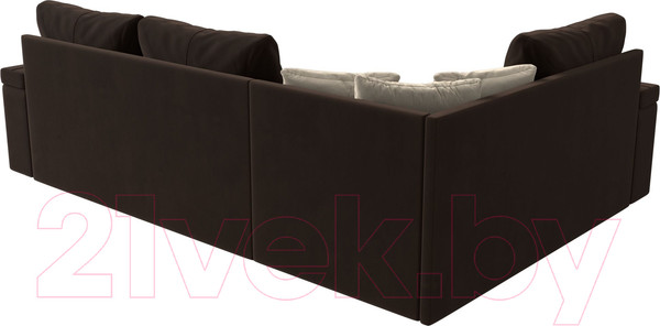 Изображение товара Диван угловой Лига Диванов Николь левый / 29379L (микровельвет коричневый/экокожа бежевый)
