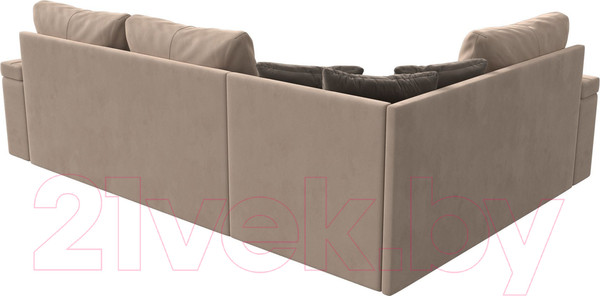 Изображение товара Диван угловой Лига Диванов Николь левый / 102970L (велюр бежевый/экокожа коричневый)