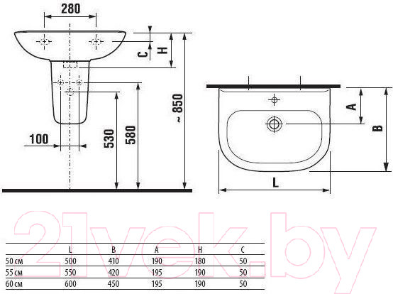 Изображение товара Умывальник Roca Access ZRU9307610