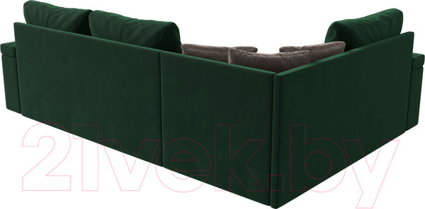 Изображение товара Диван угловой Лига Диванов Николь левый / 102973L (велюр зеленый/экокожа коричневый)