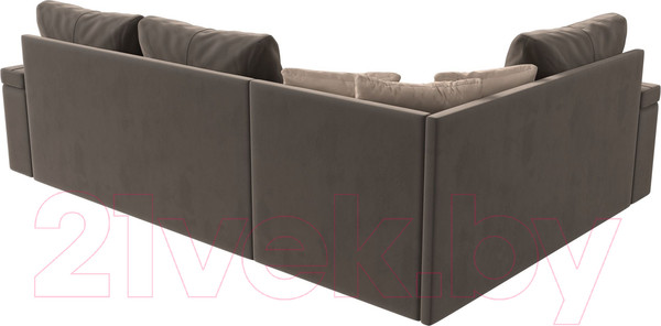 Изображение товара Диван угловой Лига Диванов Николь левый / 102975L (велюр коричневый/экокожа бежевый)