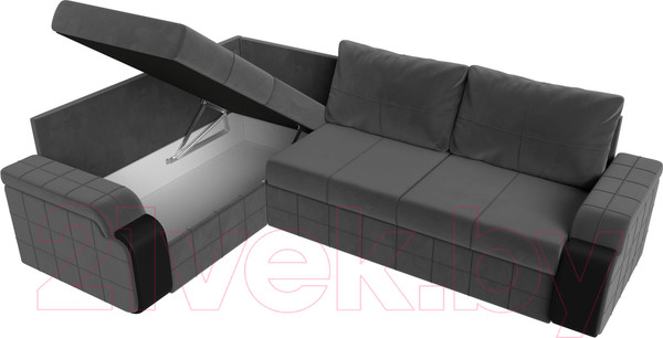 Изображение товара Диван угловой Лига Диванов Николь левый / 102976L (велюр серый/экокожа черный)