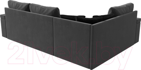 Изображение товара Диван угловой Лига Диванов Николь левый / 102976L (велюр серый/экокожа черный)