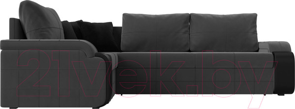 Изображение товара Диван угловой Лига Диванов Николь левый / 102976L (велюр серый/экокожа черный)