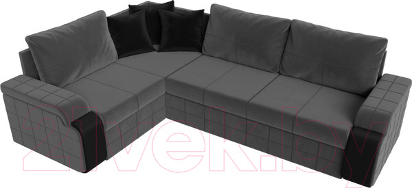 Изображение товара Диван угловой Лига Диванов Николь левый / 102976L (велюр серый/экокожа черный)