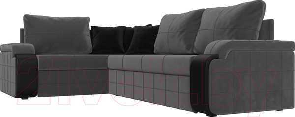 Изображение товара Диван угловой Лига Диванов Николь левый / 102976L (велюр серый/экокожа черный)