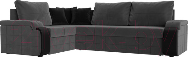 Изображение товара Диван угловой Лига Диванов Николь левый / 102976L (велюр серый/экокожа черный)