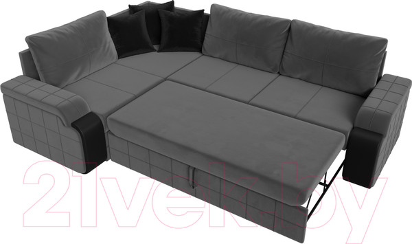 Изображение товара Диван угловой Лига Диванов Николь левый / 102976L (велюр серый/экокожа черный)