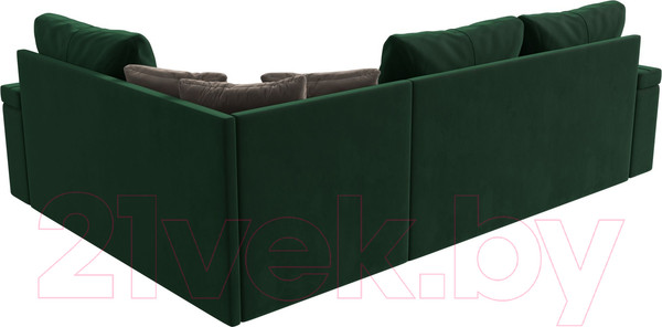 Изображение товара Диван угловой Лига Диванов Николь правый / 102973 (велюр зеленый/экокожа коричневый)