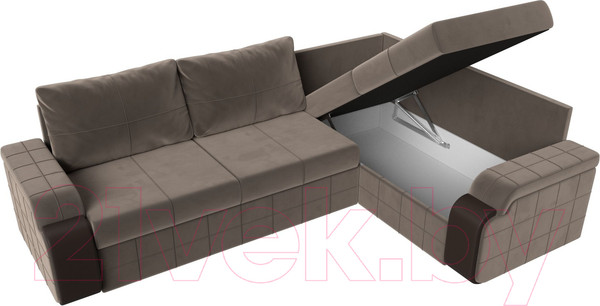 Изображение товара Диван угловой Лига Диванов Николь правый / 102975 (велюр коричневый/экокожа бежевый)