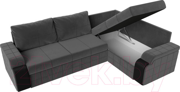 Изображение товара Диван угловой Лига Диванов Николь правый / 102976 (велюр серый/экокожа черный)