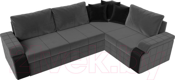 Изображение товара Диван угловой Лига Диванов Николь правый / 102976 (велюр серый/экокожа черный)