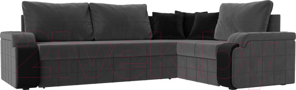 Изображение товара Диван угловой Лига Диванов Николь правый / 102976 (велюр серый/экокожа черный)