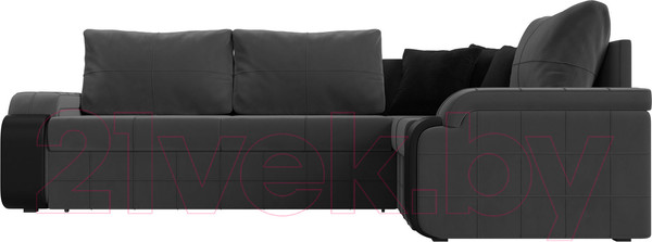 Изображение товара Диван угловой Лига Диванов Николь правый / 102976 (велюр серый/экокожа черный)
