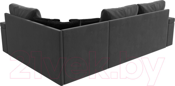 Изображение товара Диван угловой Лига Диванов Николь правый / 102976 (велюр серый/экокожа черный)