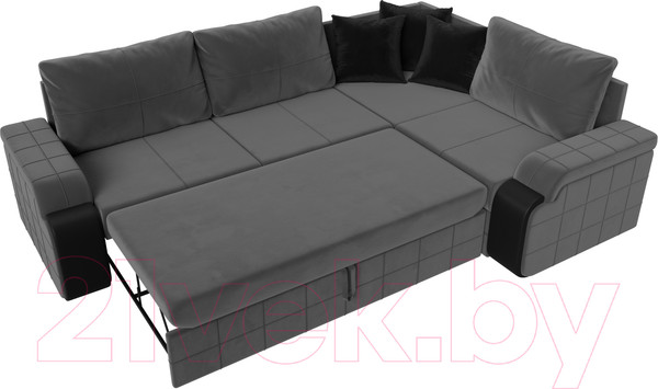 Изображение товара Диван угловой Лига Диванов Николь правый / 102976 (велюр серый/экокожа черный)