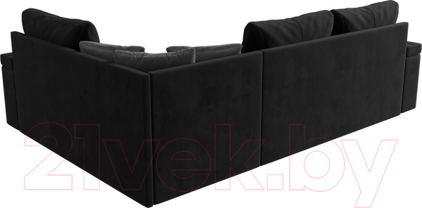 Изображение товара Диван угловой Лига Диванов Николь правый / 102977 (велюр черный/экокожа белый)
