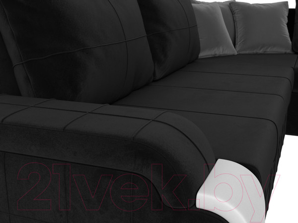 Изображение товара Диван угловой Лига Диванов Николь правый / 102977 (велюр черный/экокожа белый)
