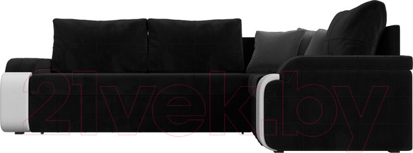 Изображение товара Диван угловой Лига Диванов Николь правый / 102977 (велюр черный/экокожа белый)