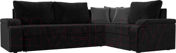 Изображение товара Диван угловой Лига Диванов Николь правый / 116738 (велюр черный/экокожа черный)