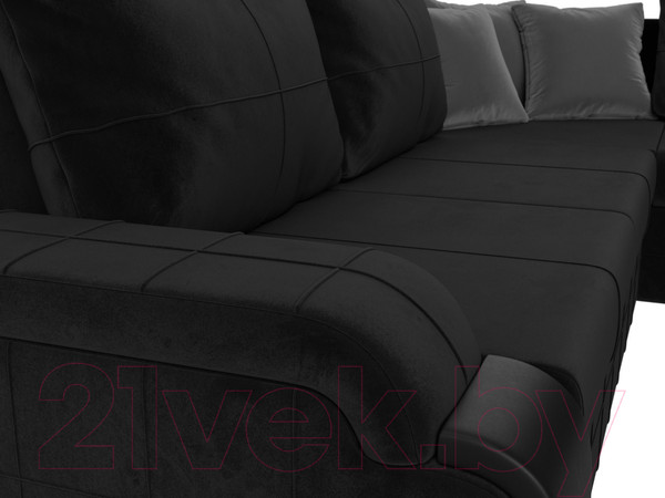 Изображение товара Диван угловой Лига Диванов Николь правый / 116738 (велюр черный/экокожа черный)