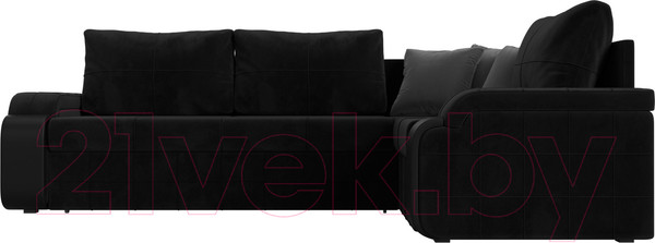 Изображение товара Диван угловой Лига Диванов Николь правый / 116738 (велюр черный/экокожа черный)