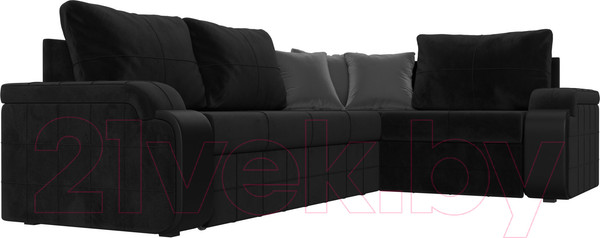 Изображение товара Диван угловой Лига Диванов Николь правый / 116738 (велюр черный/экокожа черный)