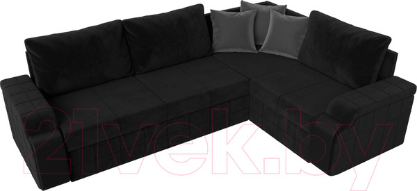 Изображение товара Диван угловой Лига Диванов Николь правый / 116738 (велюр черный/экокожа черный)