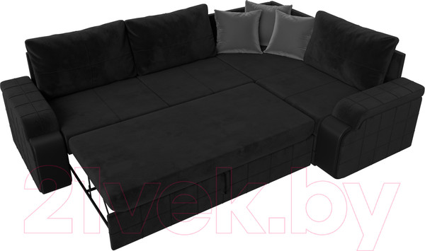 Изображение товара Диван угловой Лига Диванов Николь правый / 116738 (велюр черный/экокожа черный)