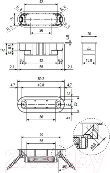 Изображение товара Защелка врезная с фиксацией Rucetti RM1885 BL (черный)