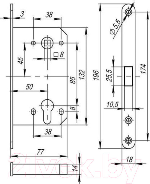 Изображение товара Защелка врезная с фиксацией Rucetti RM1885 BL (черный)